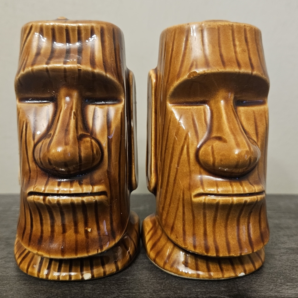 Vintage Tiki Head Salt and Pepper Shakers
